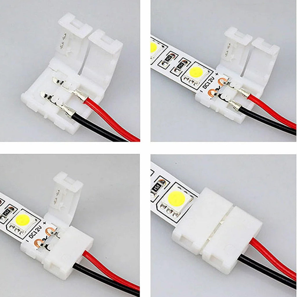 2 Pin LED Strip Light Accessories Connectors Clip to Clip with Cable~3660