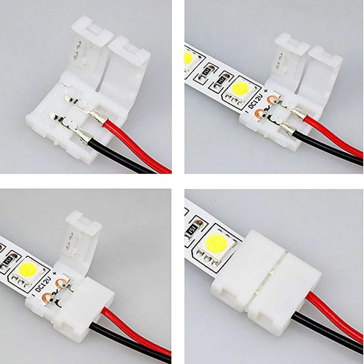 2 Pin LED Strip Light Accessories Connectors Clip to Clip with Cable~3660