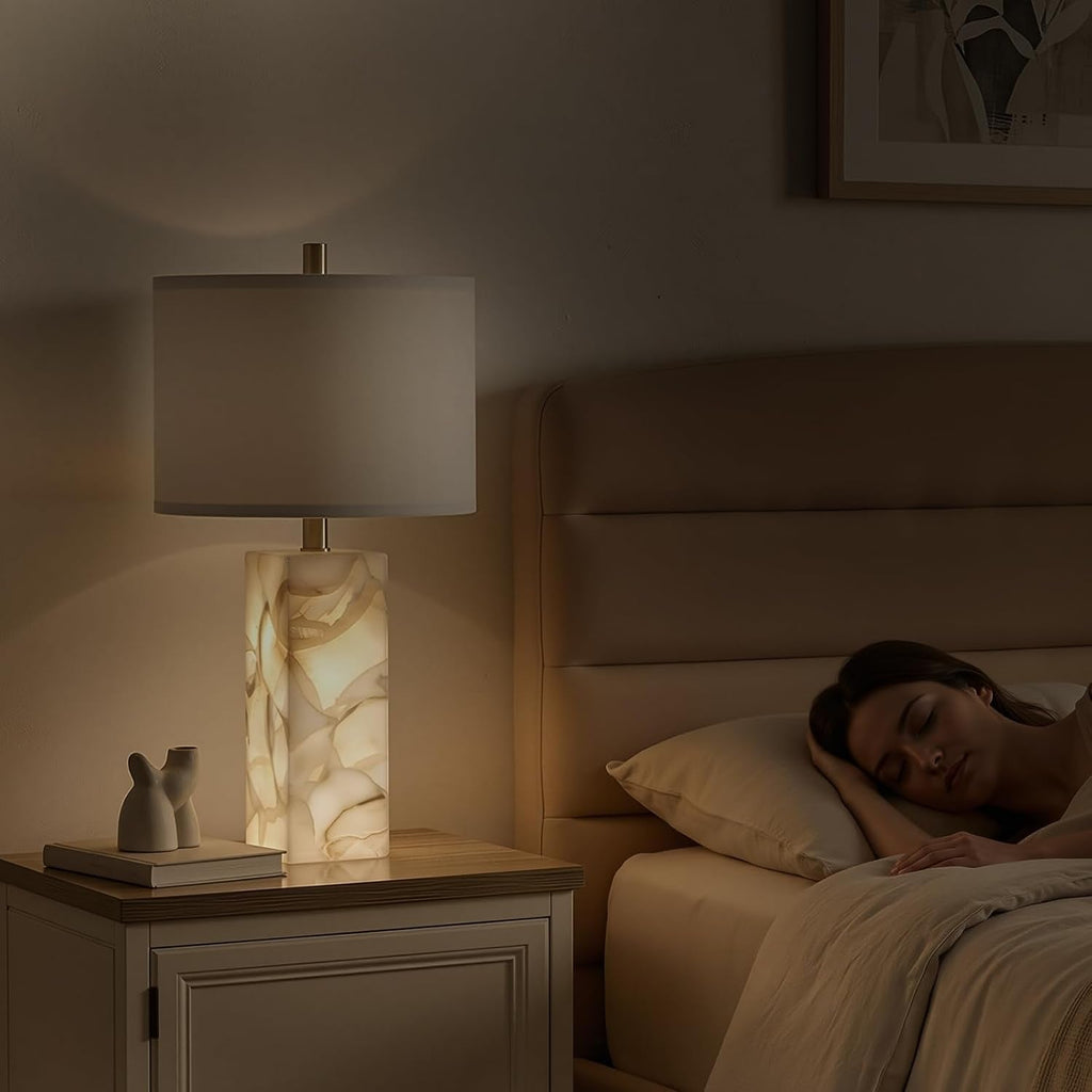 23Inch White Alabaster Nightlight Table Lamps Decor