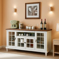 Large 60 Inch Vintage White Sideboard Buffet Cabinet