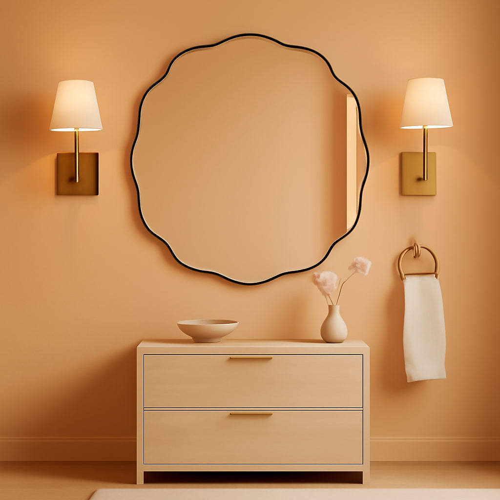 30-Inch Brushed Gold Rustproof Round Wall Mirror