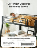 Full XL Over Queen Bunk Bed Black Heavy Duty Steel Frame