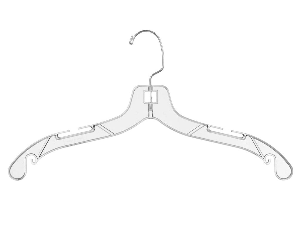 Clear Plastic Hangers with 360° Hook & Notches - 100 Pack