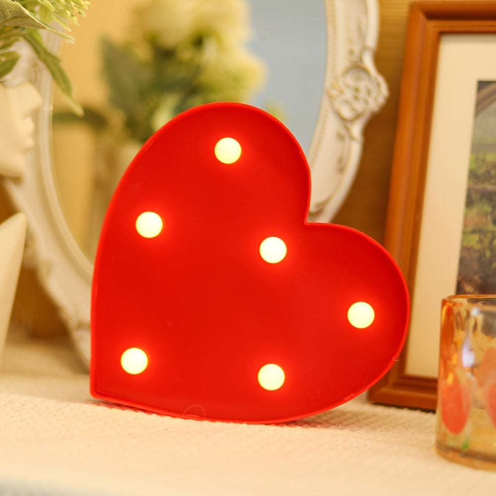 Red Heart-Shaped LED Night Light Table Lamp