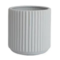 Ribbed Ceramic Vase-Grey-L