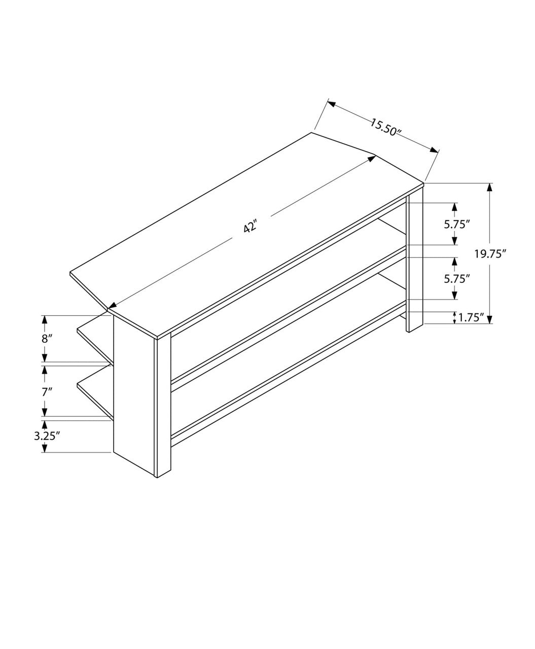 42" Ash Gray Open Shelving TV Stand