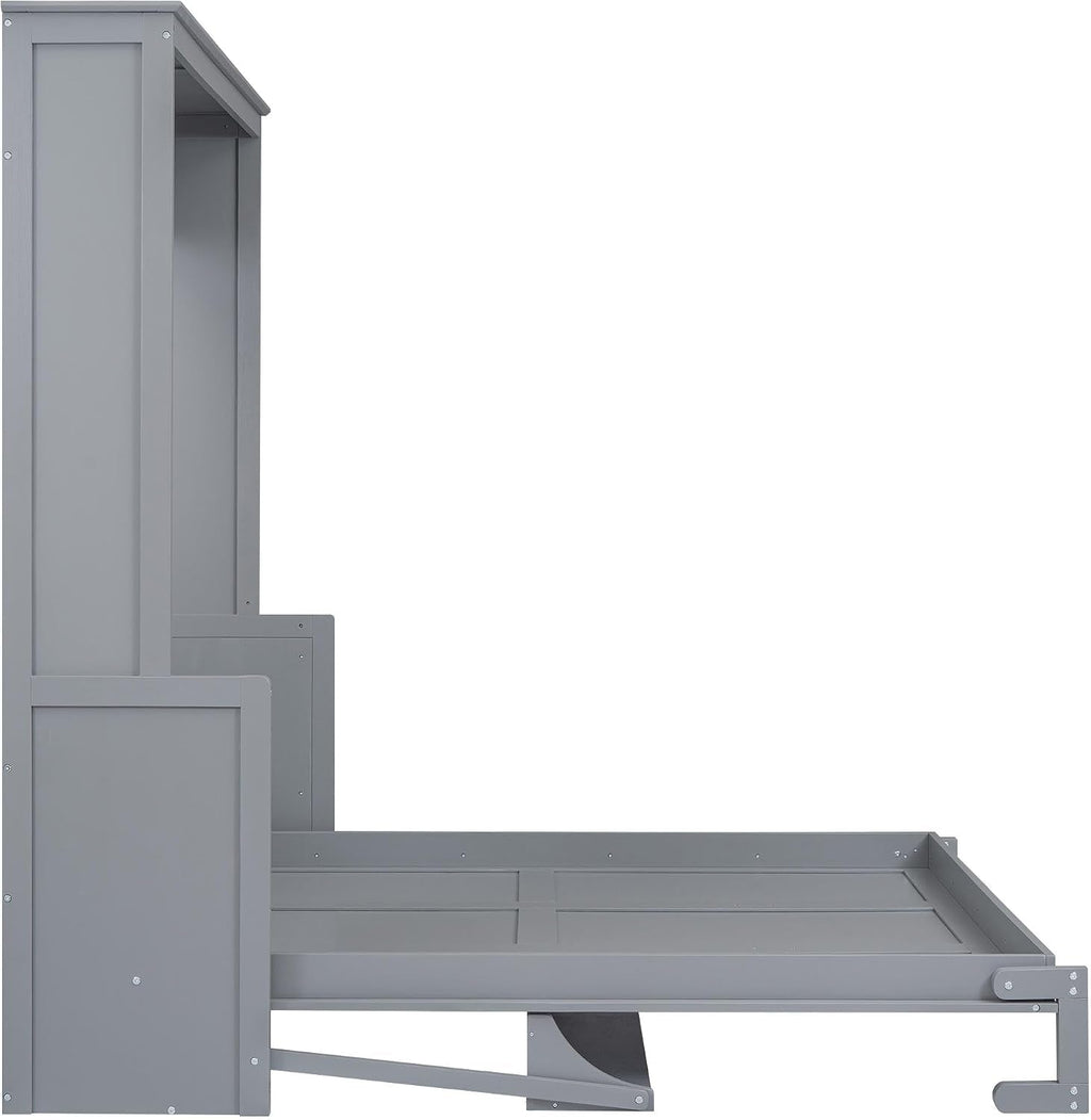 Gray Queen Murphy Bed With Premium Solid Wood Finish