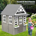 Gray Weatherproof Outdoor Wooden Playhouse With Sink
