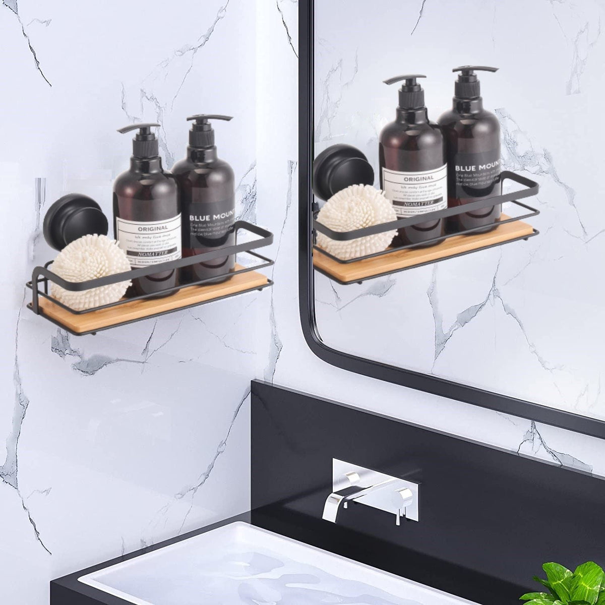2-Pack Bamboo Corner Shower Caddy Shelf - Caddy Shower