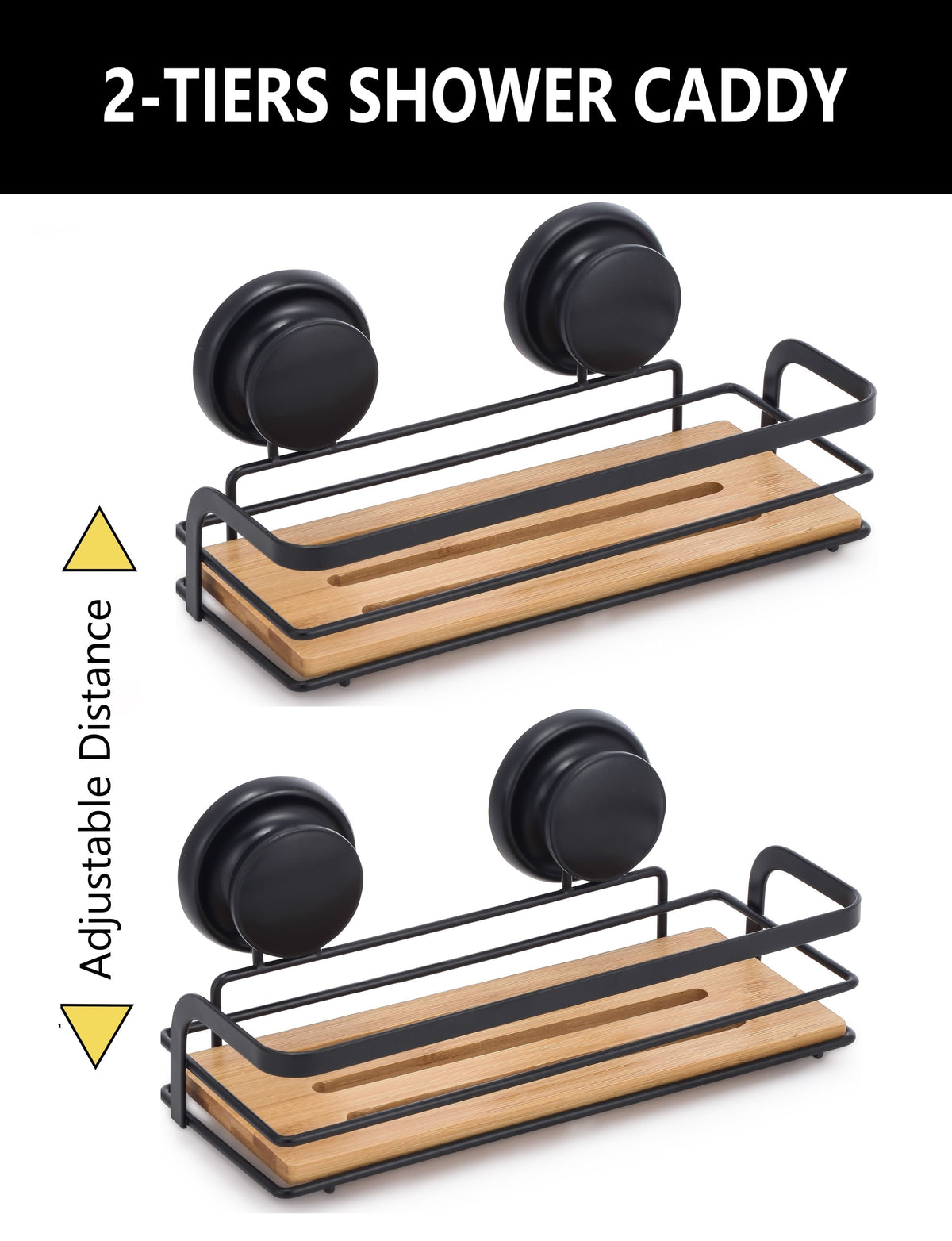2-Pack Bamboo Corner Shower Caddy Shelf - Caddy Shower