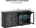 63Inch Black Sideboard Buffet Cabinet Glass Doors Modern