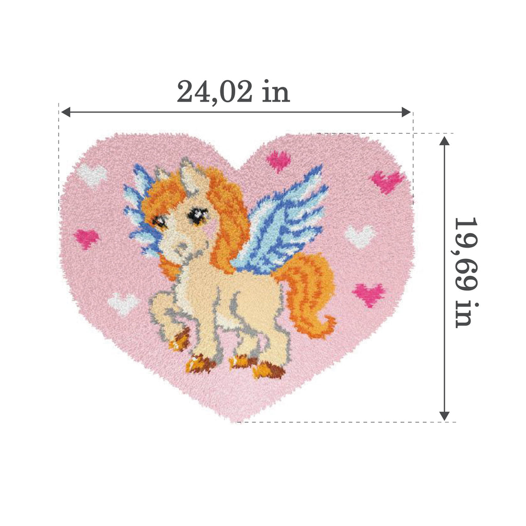 Pegasus Heart Latch Hook Rug Kit by Orchidea 4171