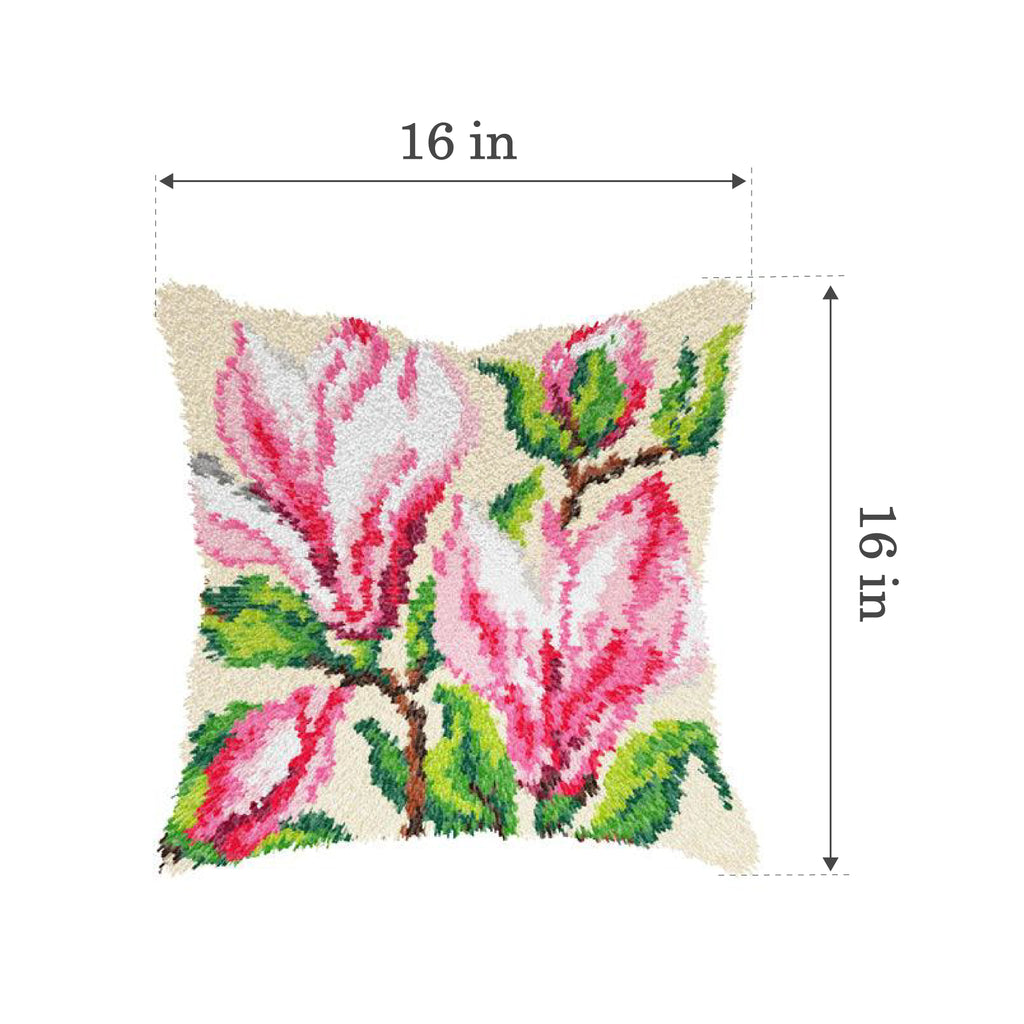 Magnolia Floral Latch Hook Cushion Kit by Orchidea 4189