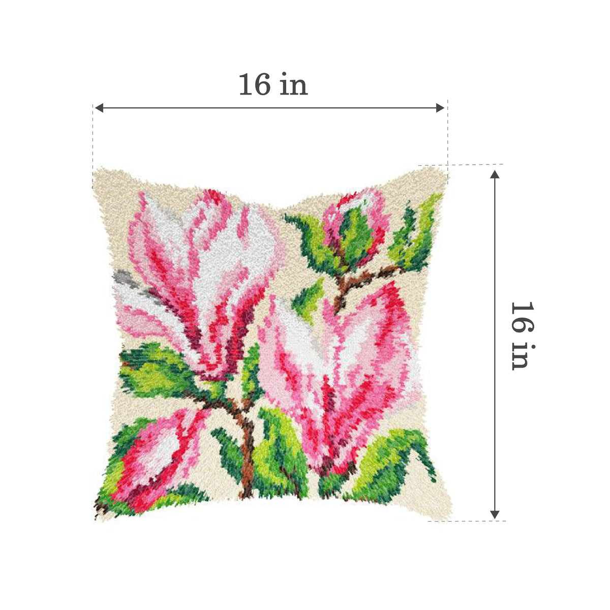 Magnolia Floral Latch Hook Cushion Kit by Orchidea 4189