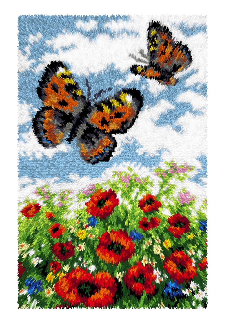 Meadow with Butterflies Summer Latch Hook Rug Kit by Orchidea 4252