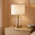 Cordless 24 Inch Clear Glass Table Lamp Antique Brass