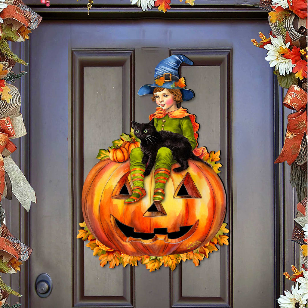 Boy on Pumpkin Holiday Door Decor by G. DeBrekht - Halloween Decor - 8652795H