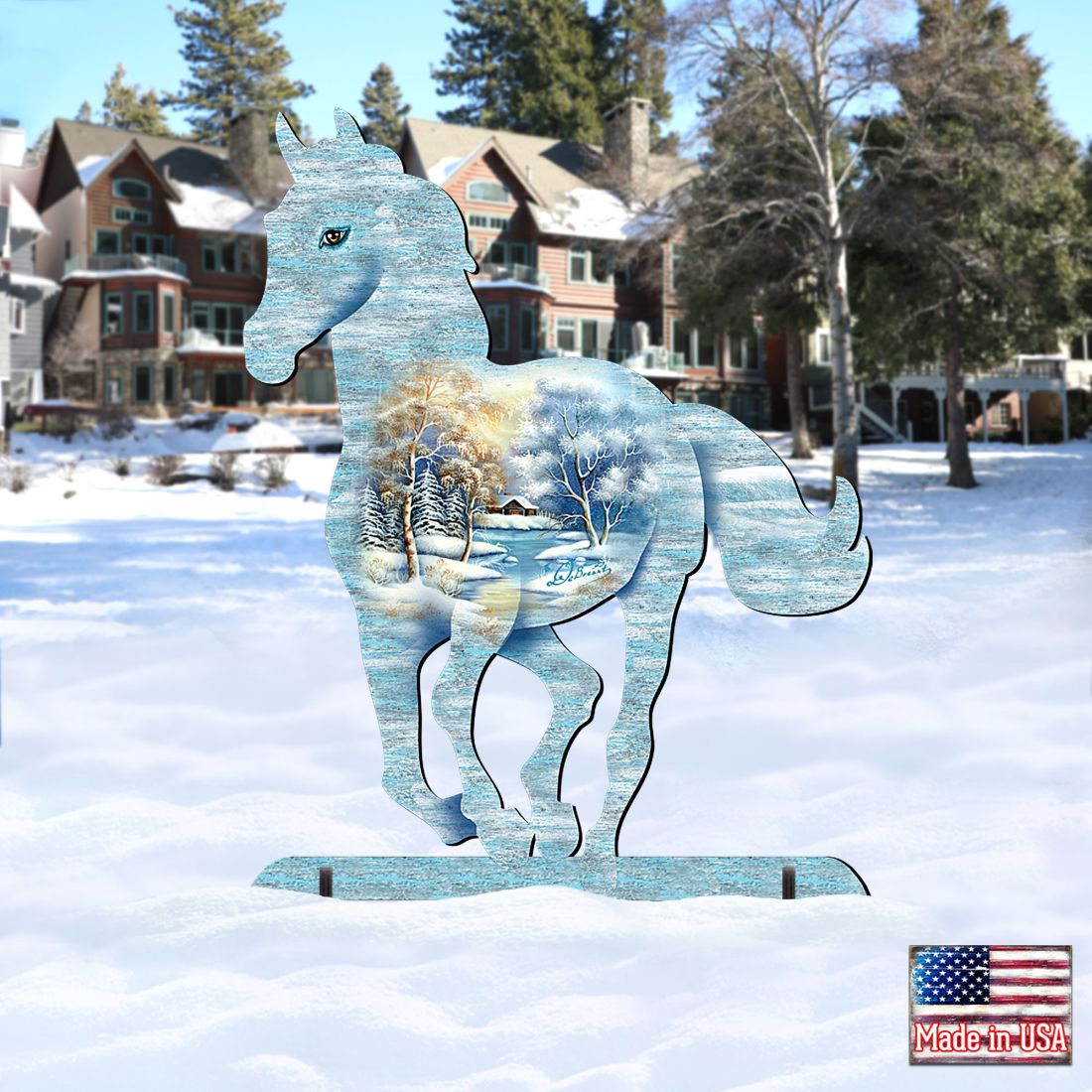 Running Pony Wildlife Outdoor Decor by G. DeBrekht - Wildlife Holiday Decor - 8198155F