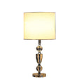 24" Clear Cut Faux Crystal Glam Table Lamp With White Classic Drum Shade