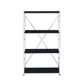 42" Black and Silver Metal Four Tier Etagere Bookcase
