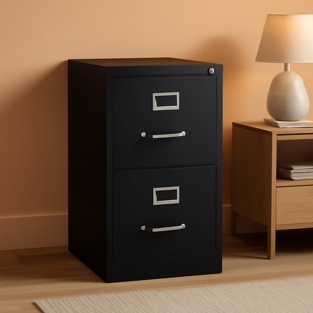 Black Commercial 25-Inch Deep Vertical Filing Cabinet