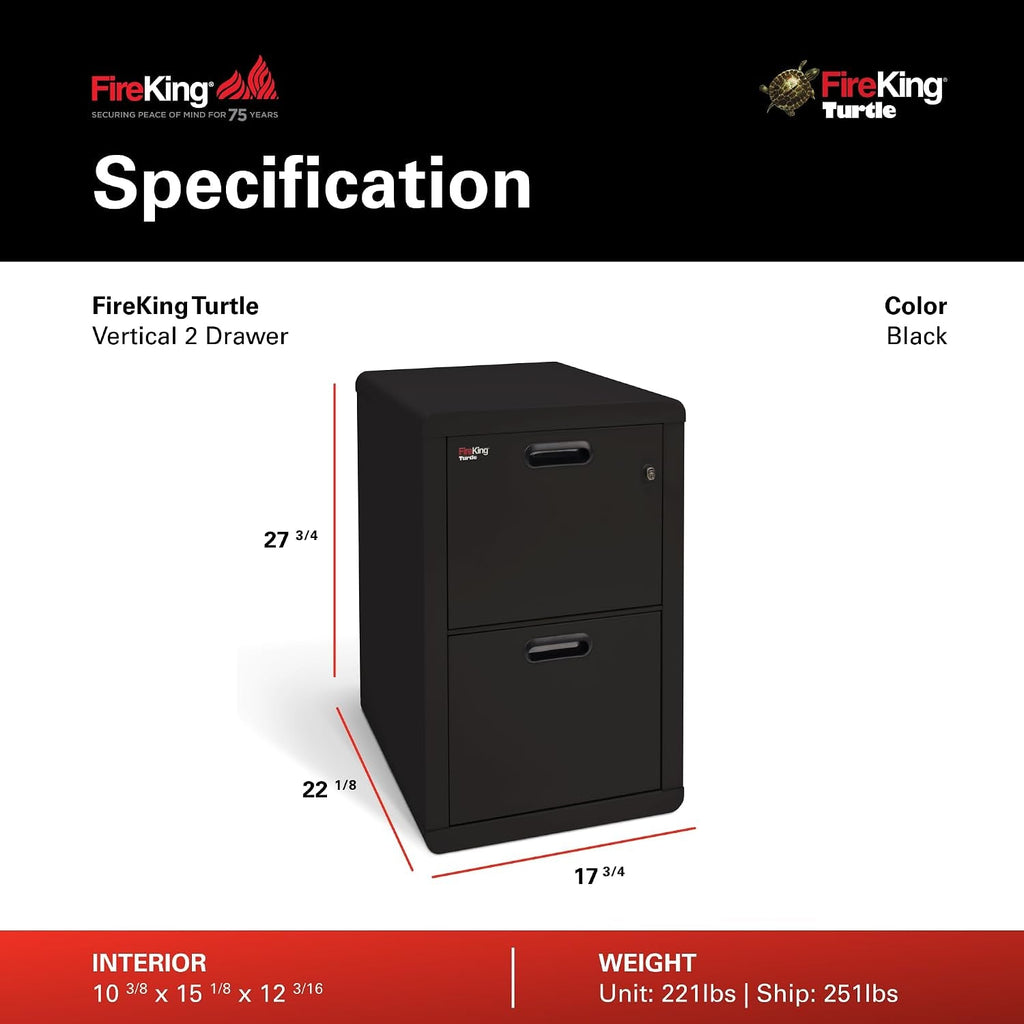 Fire King Extra Wide Black Fireproof Commercial Cabinet