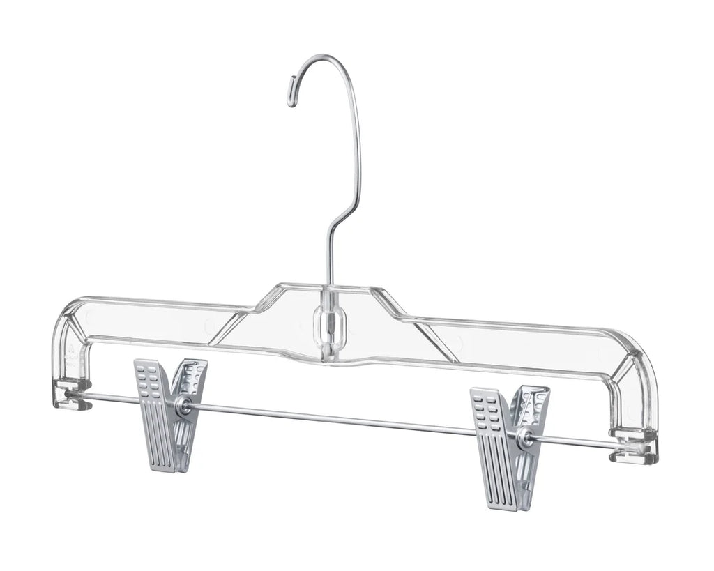 Clear Pant Hangers with Adjustable Non-Slip Clips - 100 Pack