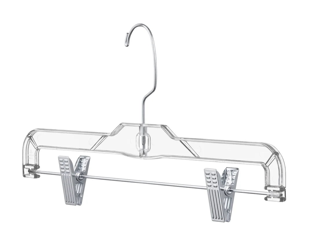 Clear Pant Hangers with Adjustable Non-Slip Clips - 100 Pack