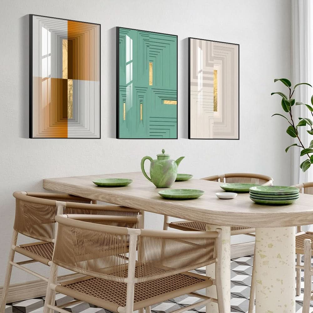 Three Piece Canvas Wall Art Set Black Frames Modern Gallery