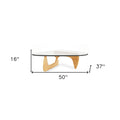 50" Clear And Natural Glass And Solid Wood Triangle Coffee Table