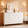 White 6 Drawers Fluted Contemporary Storage Dresser