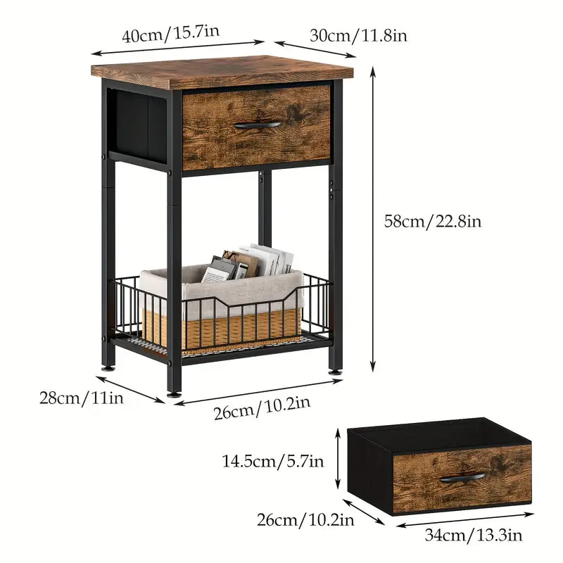Versatile Bedside Table Organizer - Brown