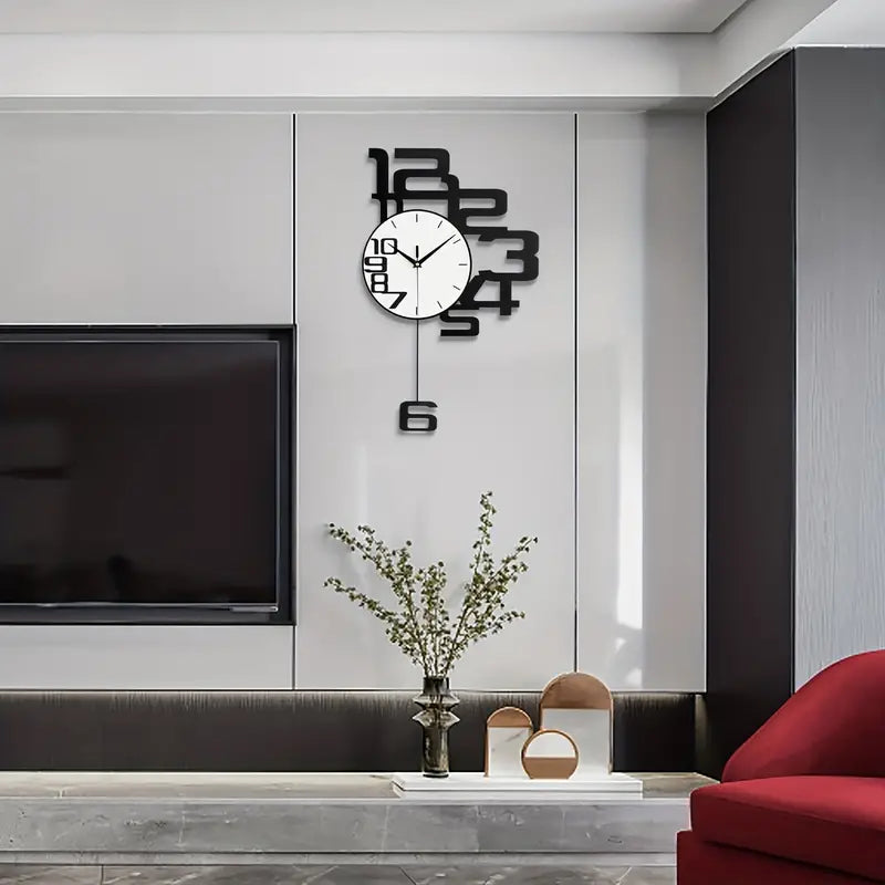 Modern Minimalist Metal Wood Wall Clock