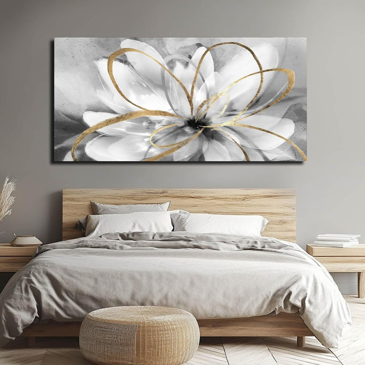 Luxurious Canvas Wall Art White Flower 30X60Inches