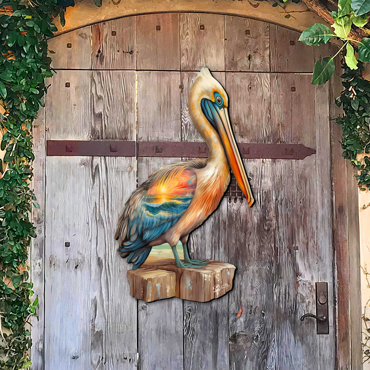 Coastal Pelican Outdoor Door Decor by G. DeBrekht - Coastal Holiday Decor - 8652801H