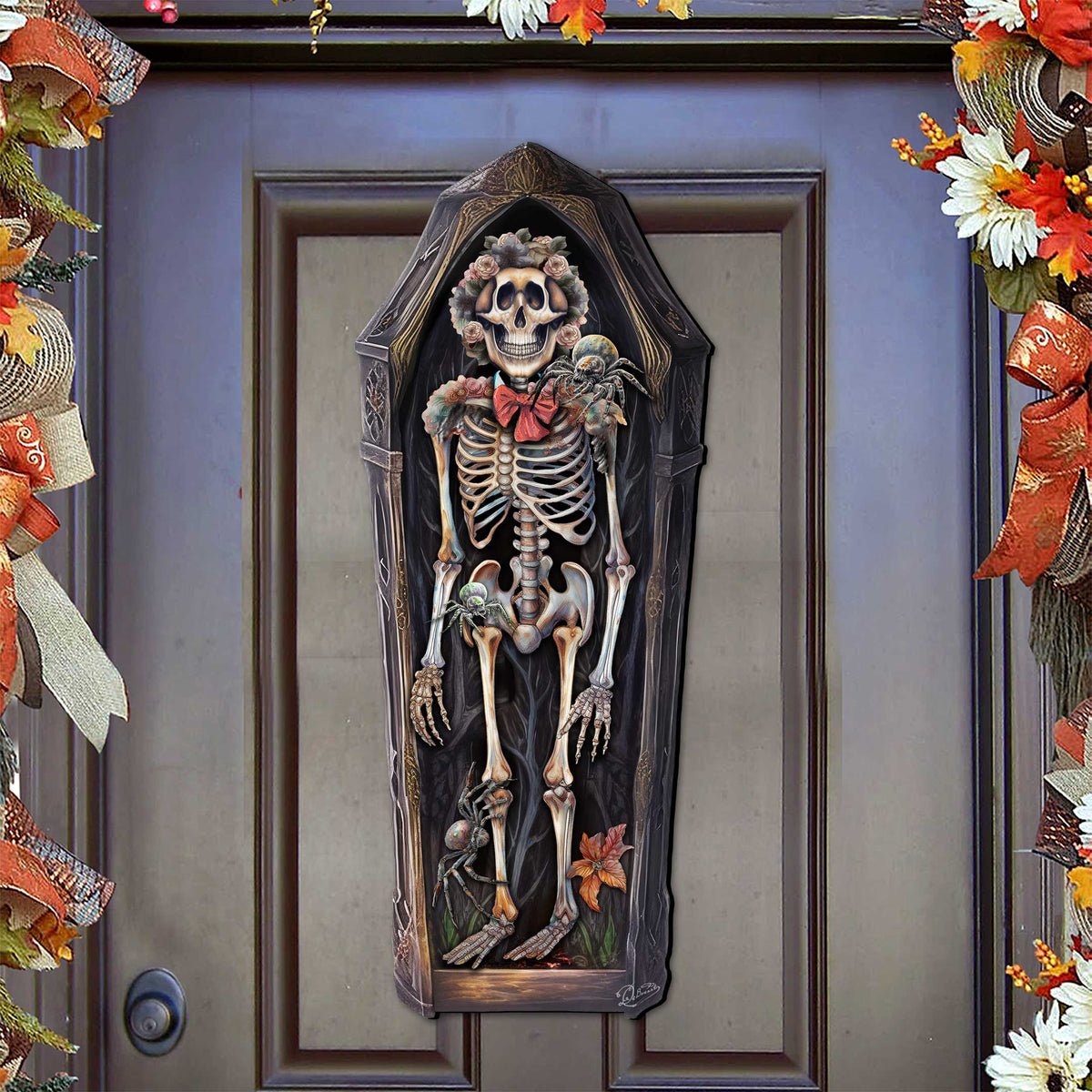 Skeleton Coffin Holiday Door Decor by G. DeBrekht - Halloween Decor - 8652797H