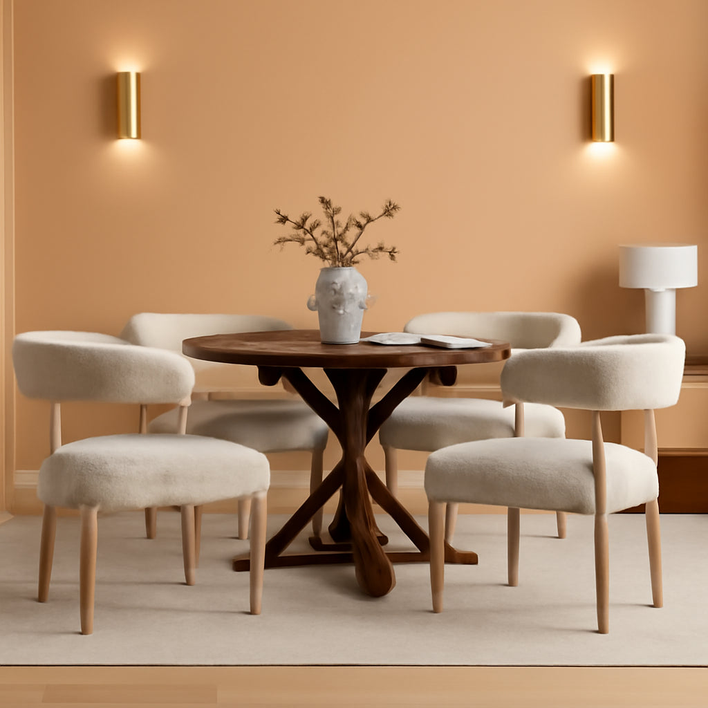 Upholstered Dining Chairs Set Four Rubberwood Legs