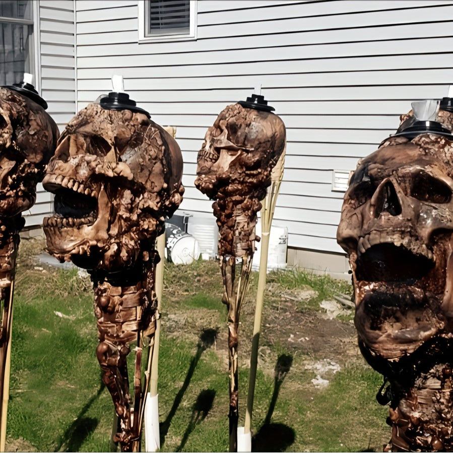 Halloween Mummy Skull Tiki Torch Outdoor Decor