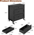Black Grey Three Drawer Bedroom Storage Organizers