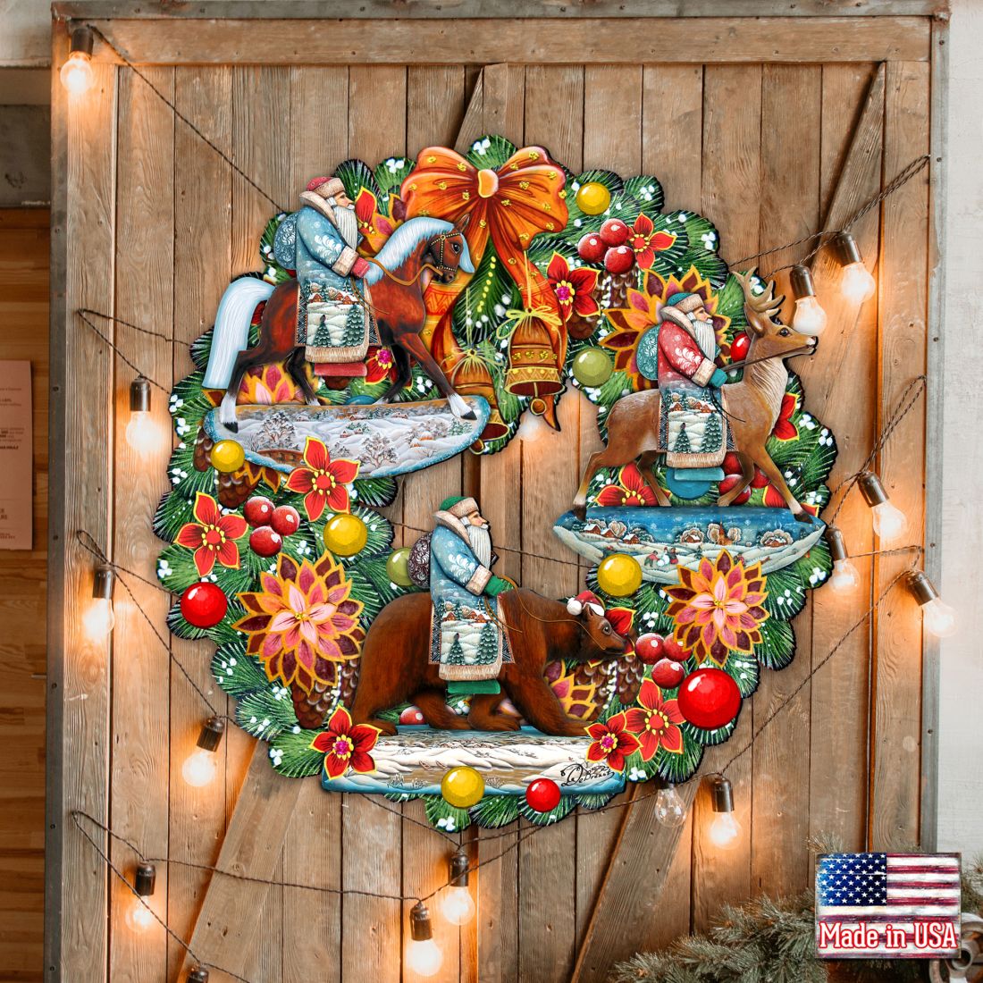 Traveling Santa Holiday Door Wreath by G. DeBrekht - Christmas Decor - 8185307-2H