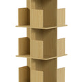 Bibliothèque Rotative à 4 Niveaux, Étagère Rangement avec 16 Compartiments, 39 x 39 x 128,3 cm, Chêne