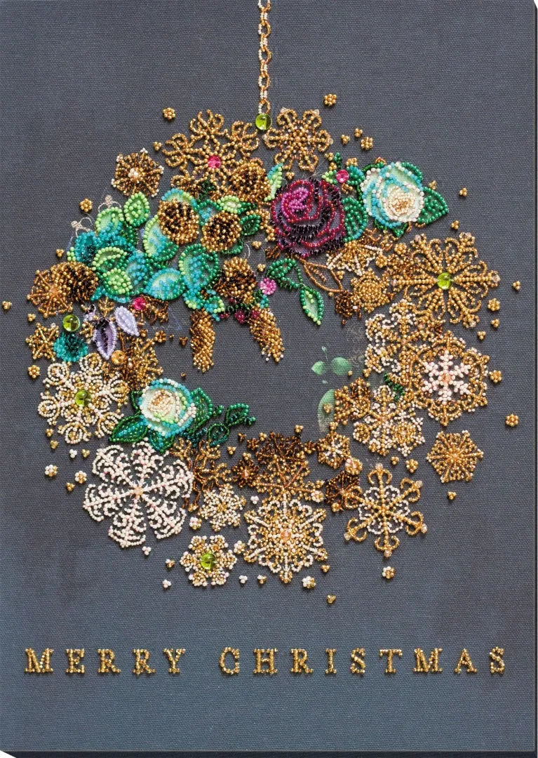 New Year Wreath Christmas Wreath Bead Embroidery Kit by Abris Art AB-828