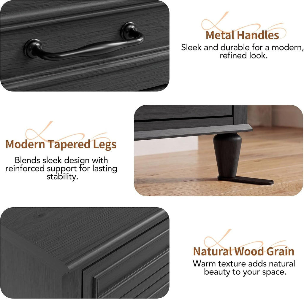 Black Grey Three Drawer Bedroom Storage Organizers