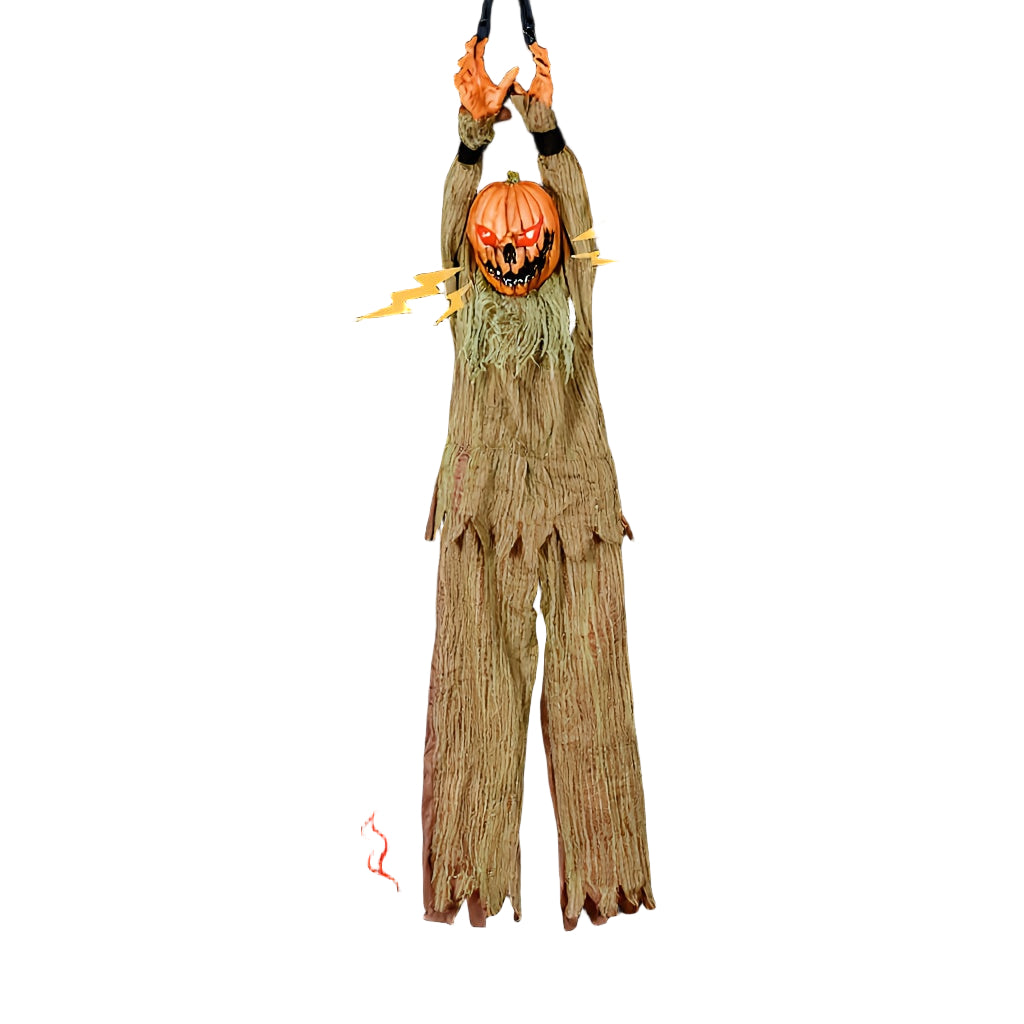 Pumpkin Head Pendant Halloween Decor with Sound and Lights