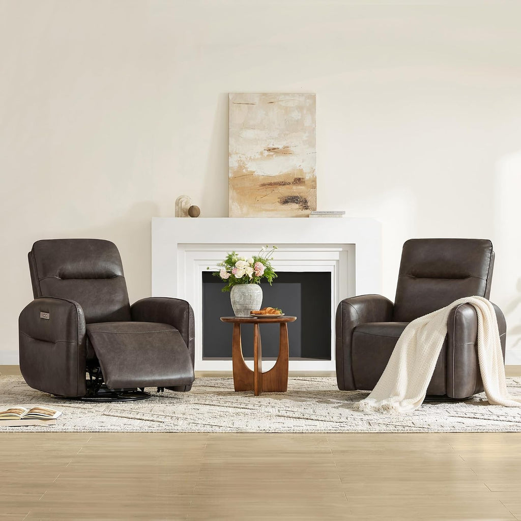 Chocolate Brown Faux Leather Power Reclining Chair