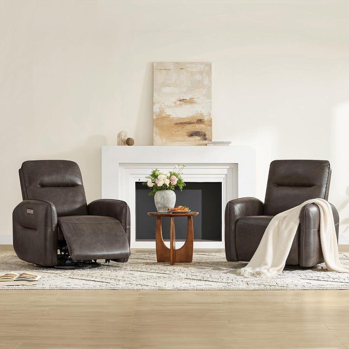Chocolate Brown Faux Leather Power Reclining Chair