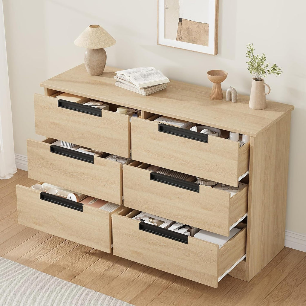 Natural Contemporary Wood Dresser With Embedded Handles
