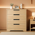 Natural Wooden Dresser With Embedded Drawer Handles