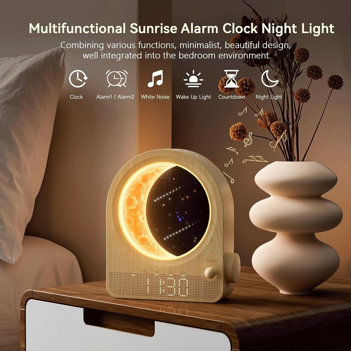Sunrise Alarm Clock With Moon Lamp Dimmer Controller