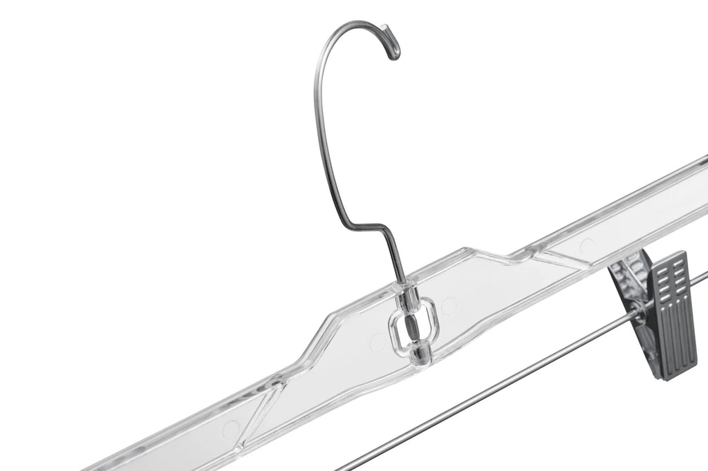 Clear Pant Hangers with Adjustable Non-Slip Clips - 100 Pack